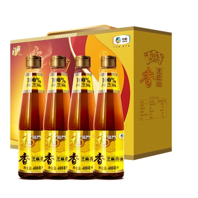 福临门压榨芝麻香油礼盒400ml